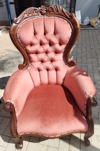 Victorian set, 3 seater sofa and 4 arm chairs