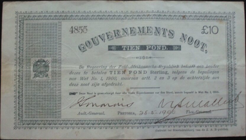 Banknote – ZAR – Ten Pounds/Tien Pond – 1900 – No 4855