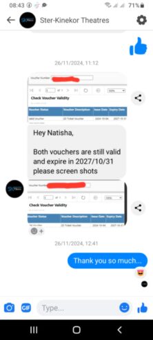 MOVIE VOUCHERS FOR SALE