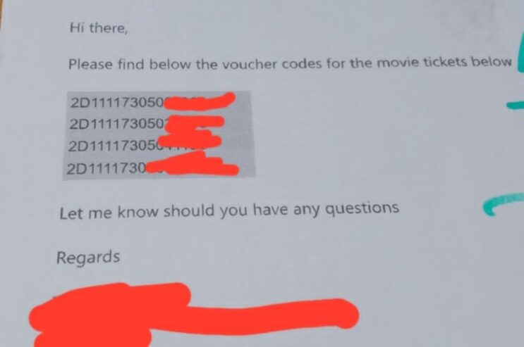 MOVIE VOUCHERS FOR SALE